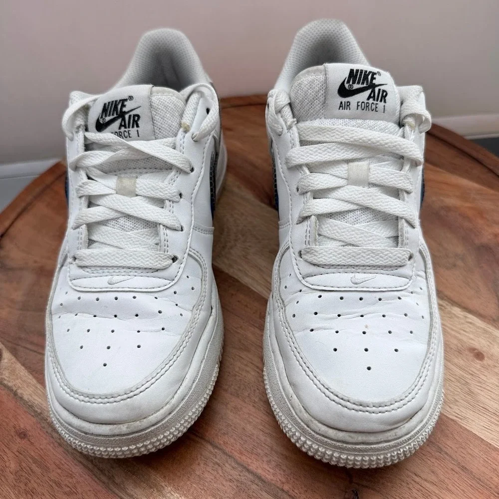 Nike‎ Air Force 1 Low GS White Blue Grey FD0688-100 Kids Size 5Y Sneakers